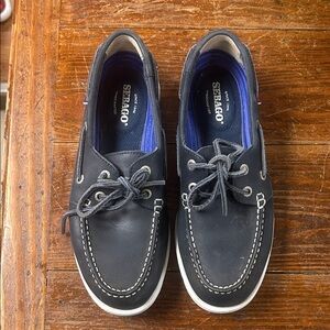 Navy and White Sebago Boat Shoes